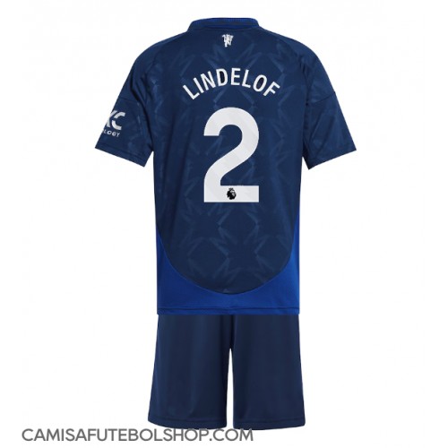 Camisa de time de futebol Manchester United Victor Lindelof #2 Replicas 2º Equipamento Infantil 2024-25 Manga Curta (+ Calças curtas)